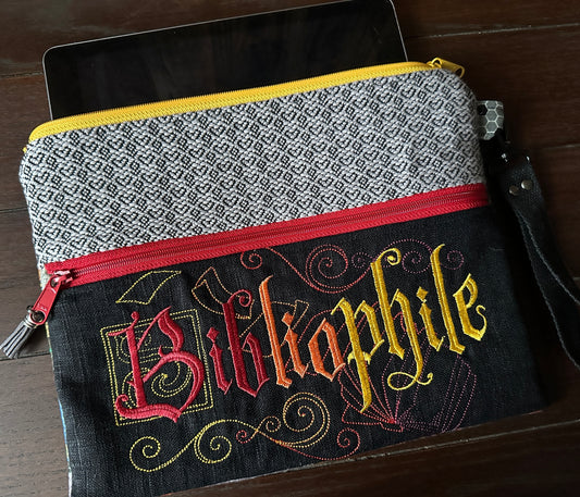 Bibliophile Dark Academia Large Double Zipper Sleeve and Tablet Pouch