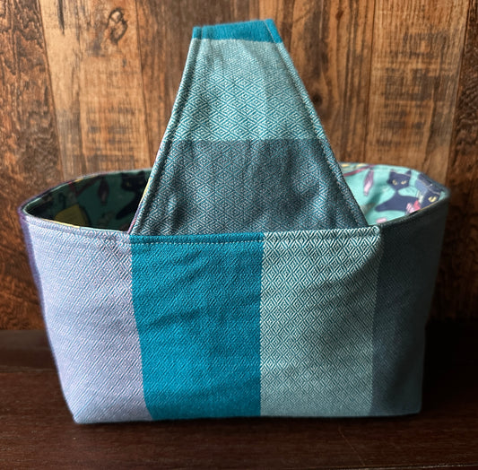 Retro Void Kitties and Books Small Basket Bag