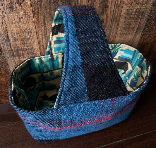Black Cats in the Library Small Basket Bag