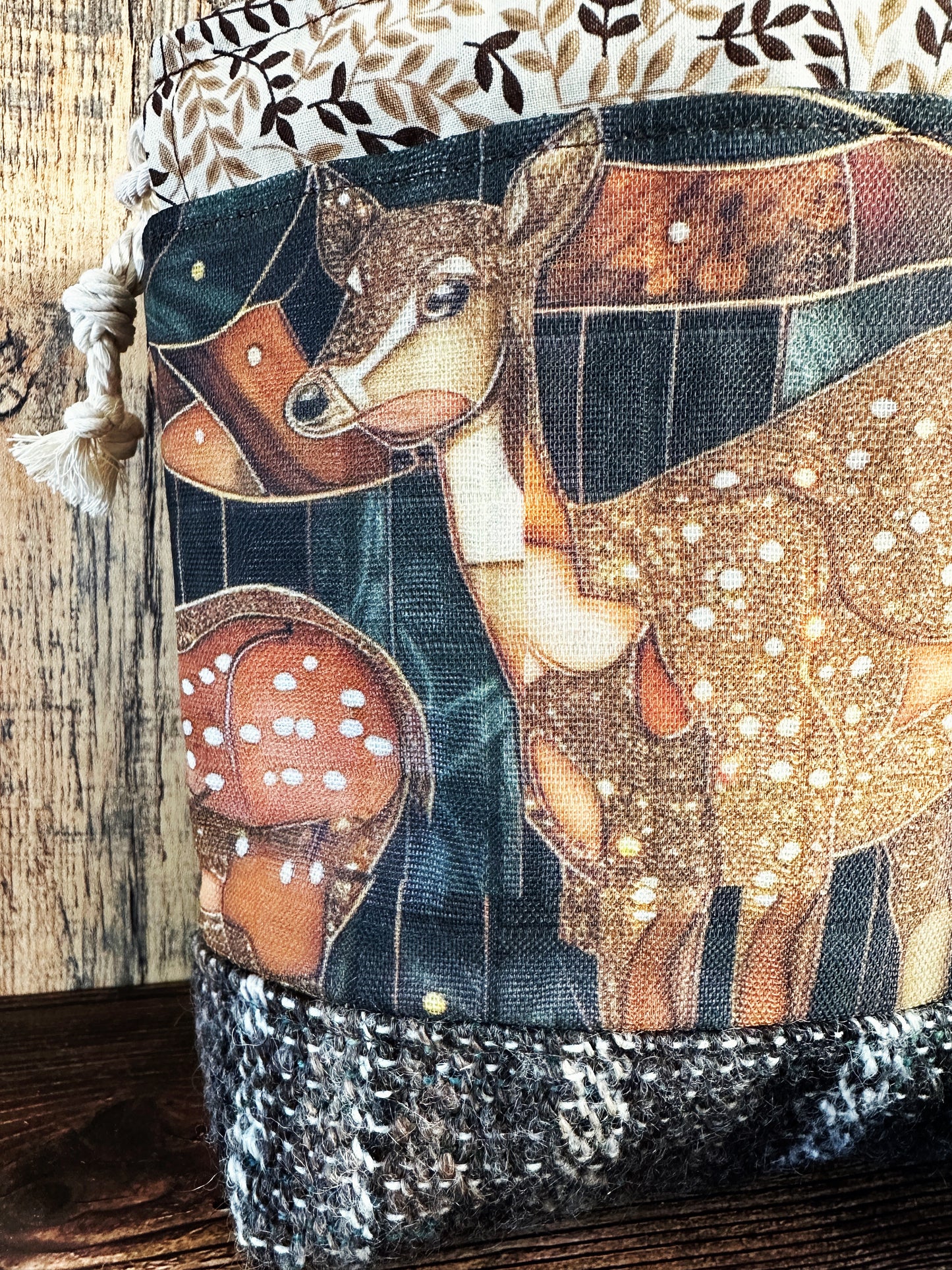 Dappled Deer with Handwoven Wool Small Project Bag