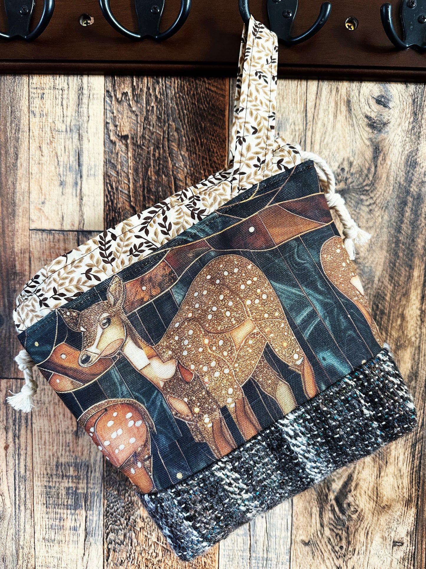 Dappled Deer with Handwoven Wool Small Project Bag