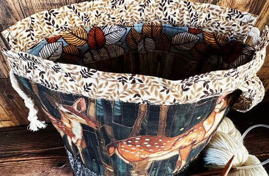 Dappled Deer & Woven Wool Large Project Bag