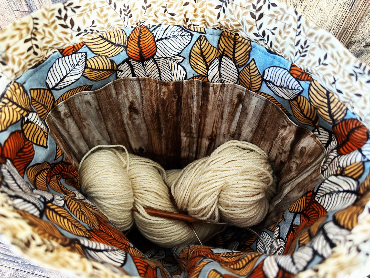 Dappled Deer & Woven Wool Large Project Bag