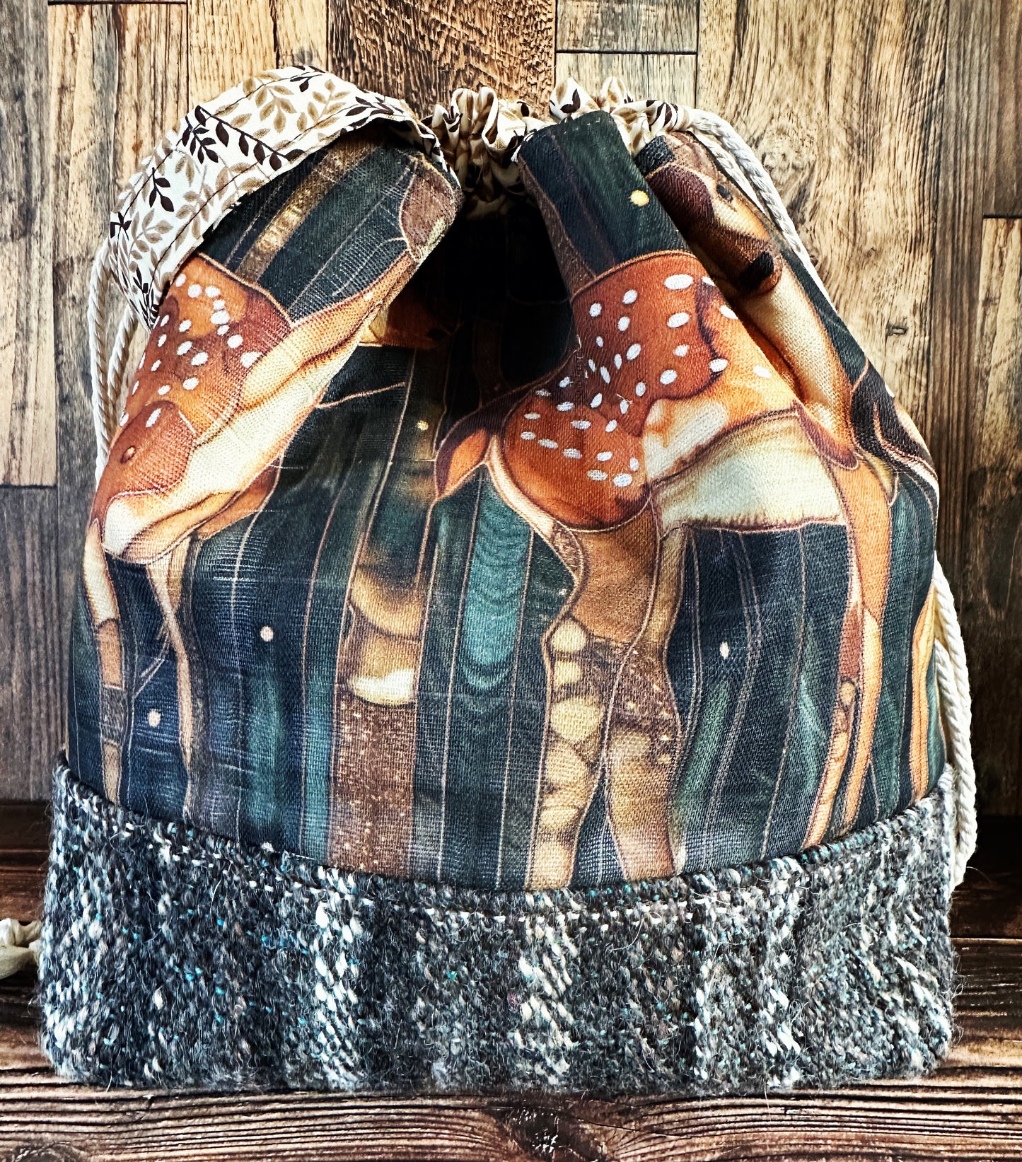 Dappled Deer & Woven Wool Large Project Bag