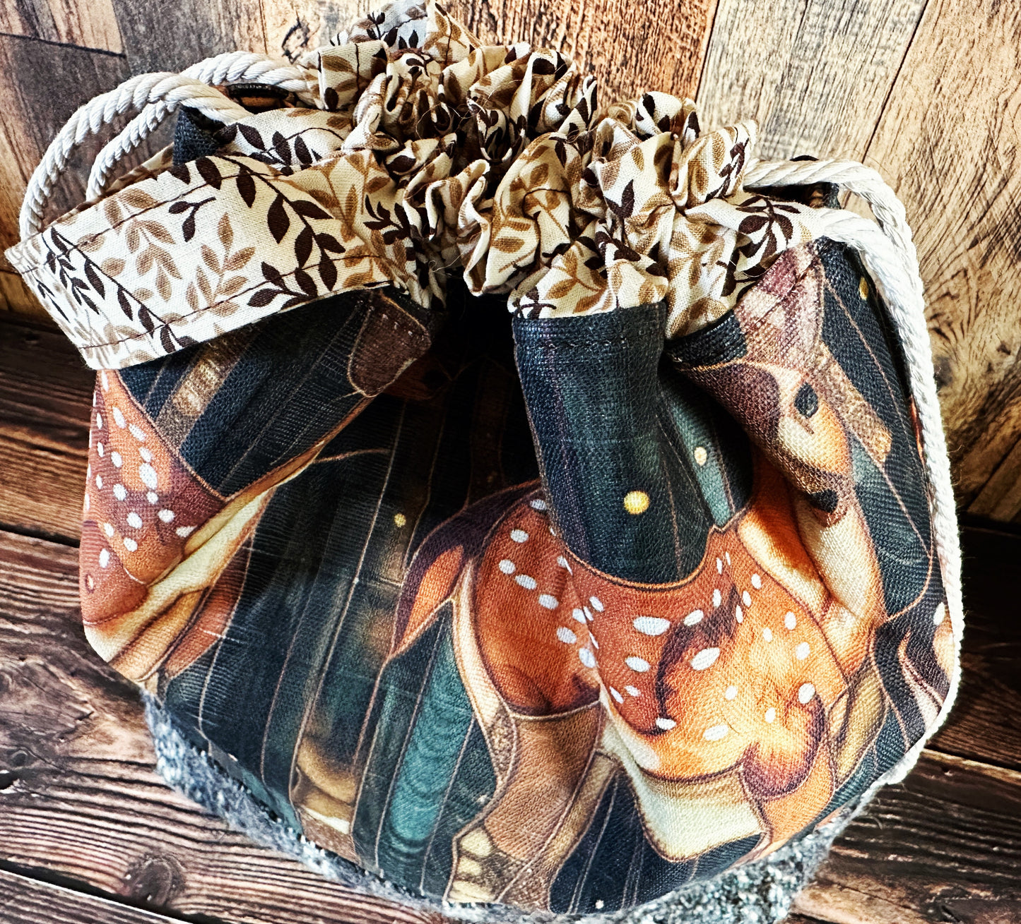 Dappled Deer & Woven Wool Large Project Bag