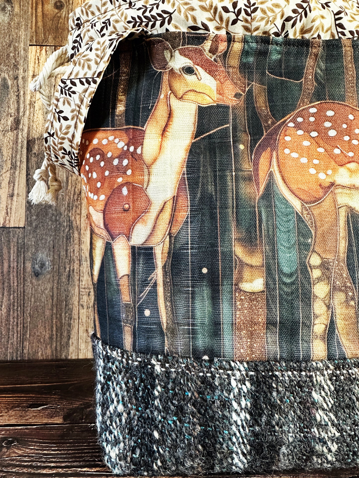 Dappled Deer & Woven Wool Large Project Bag