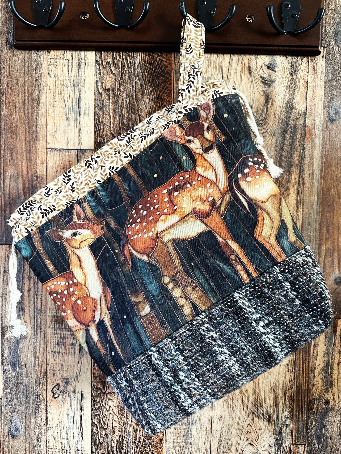 Dappled Deer & Woven Wool Large Project Bag