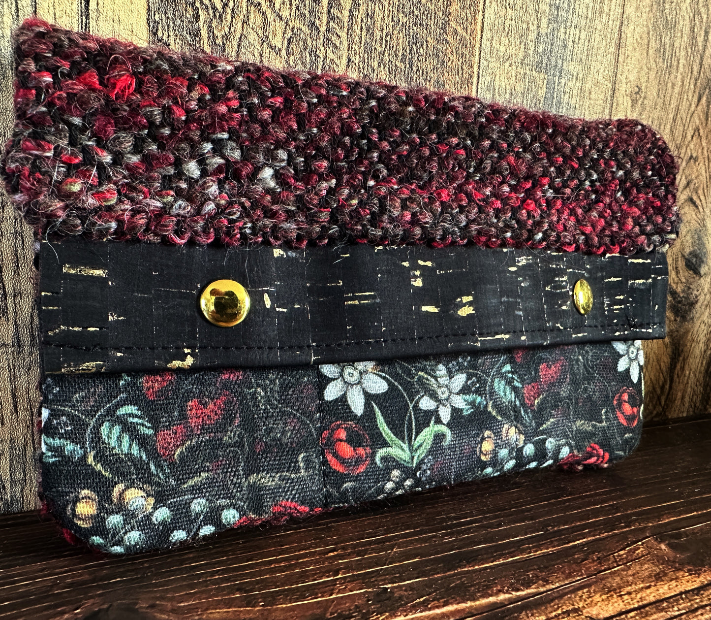 Swamp Rose with Woven Wool Minimalist Wallet