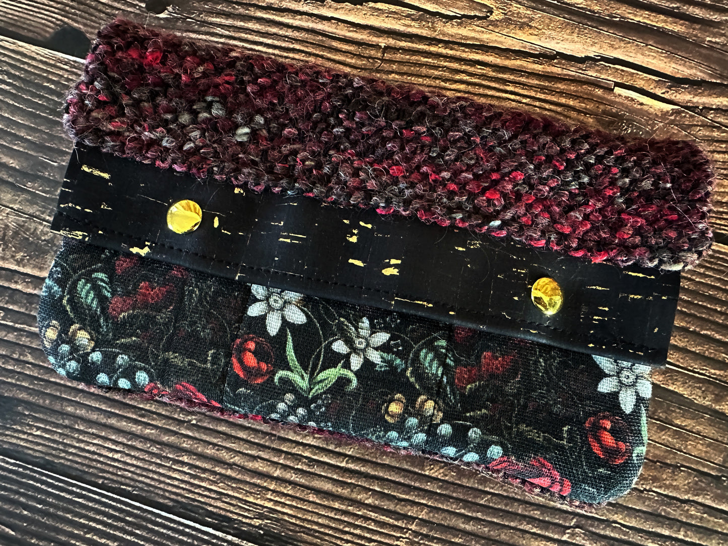 Swamp Rose with Woven Wool Minimalist Wallet