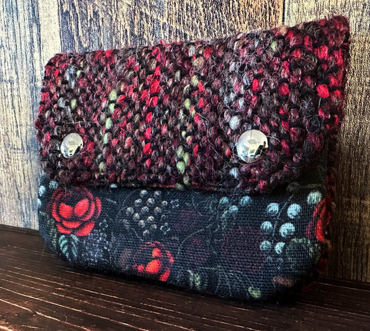Swamp Rose & Woven Wool Simple Card Wallet
