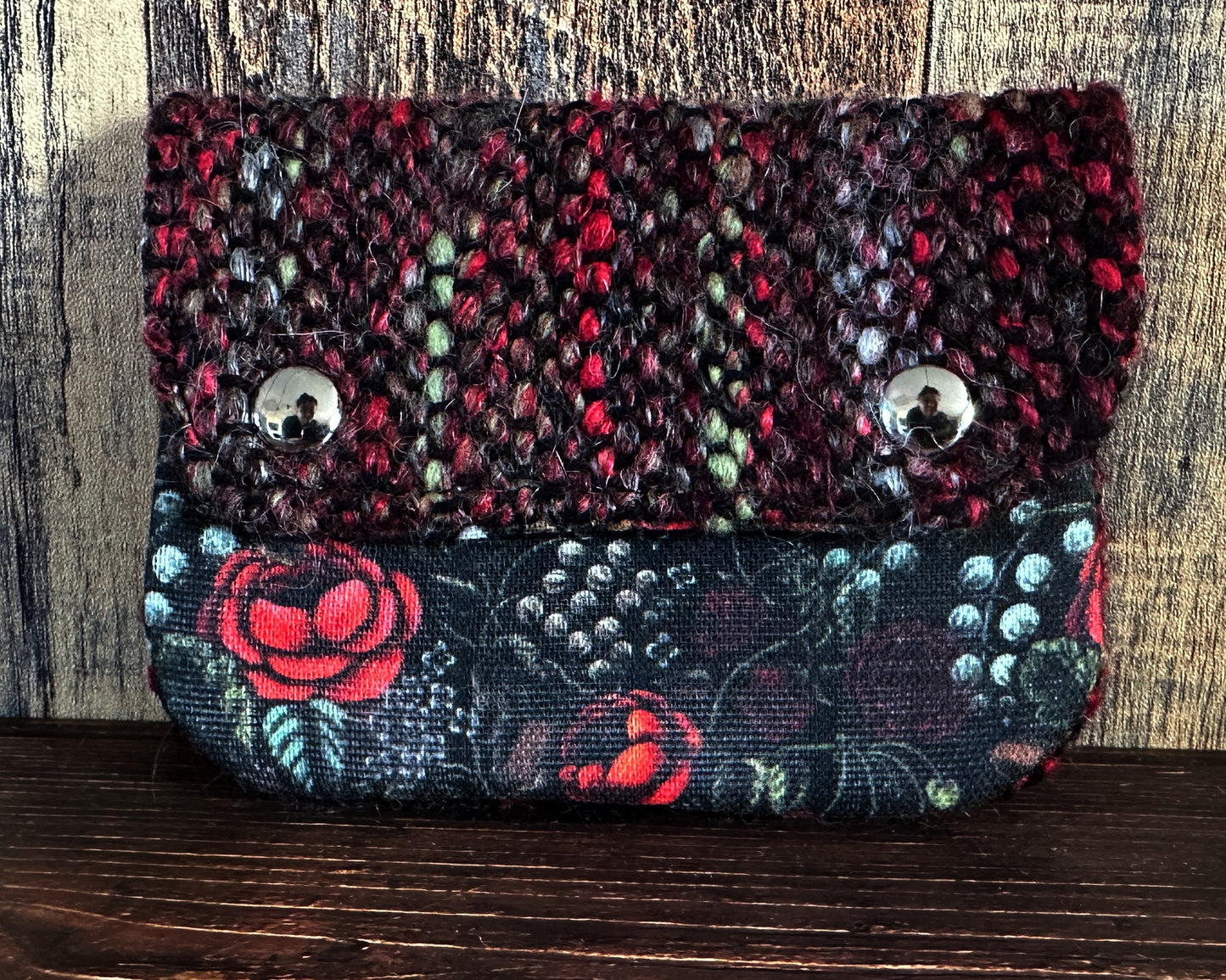 Swamp Rose & Woven Wool Simple Card Wallet