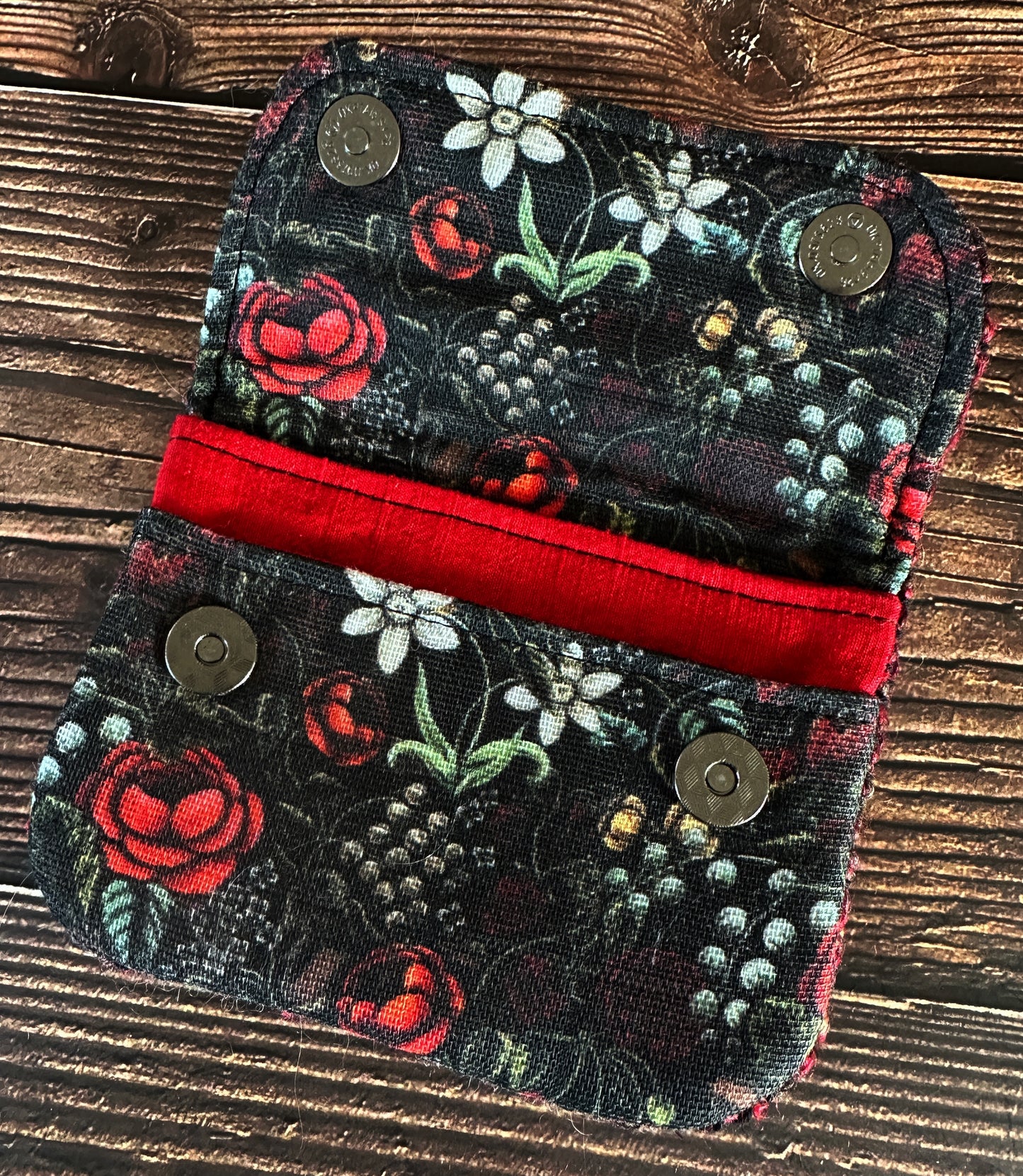 Swamp Rose & Woven Wool Simple Card Wallet