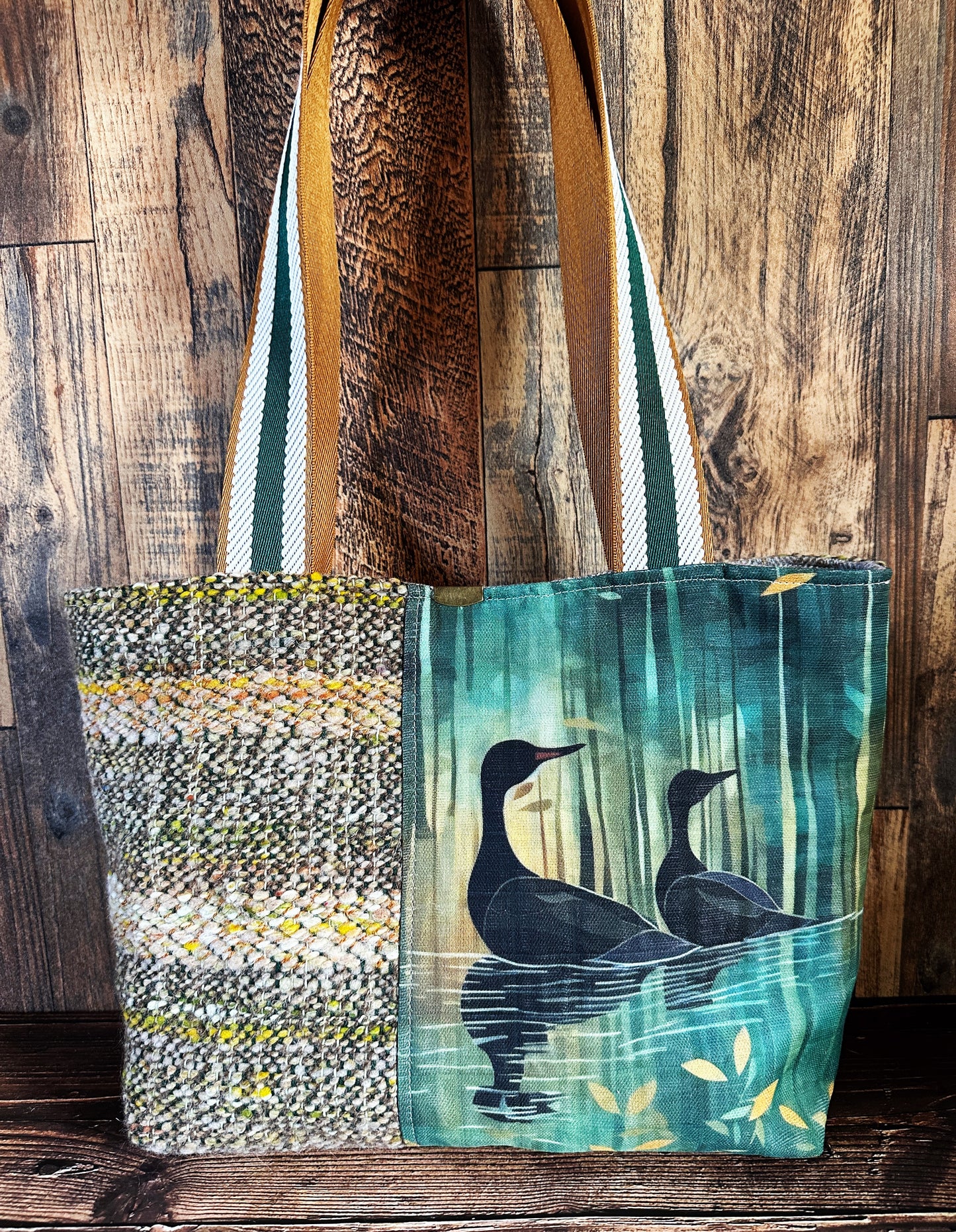 Languid Loons and Handwoven Wool Med Tote