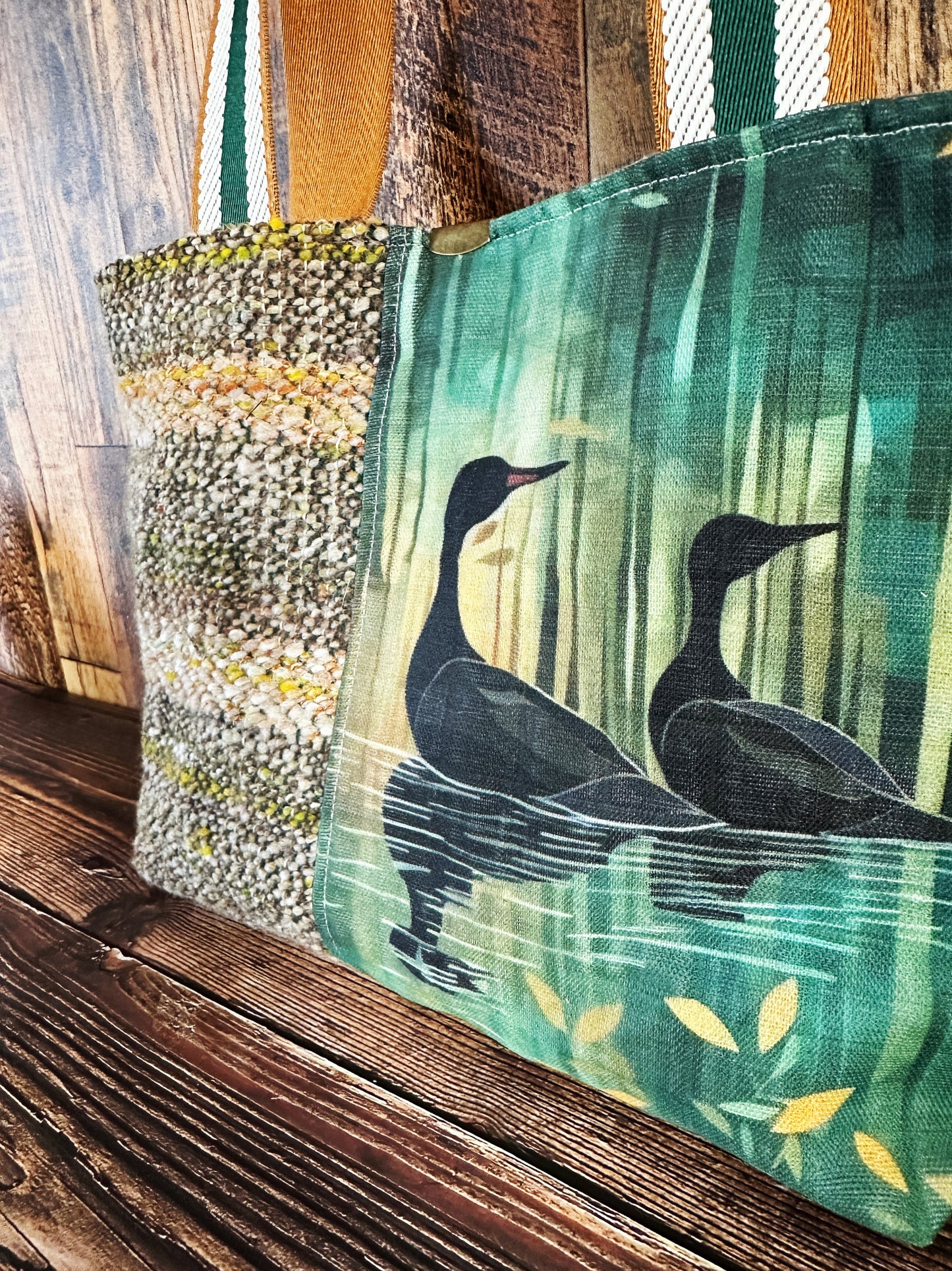Languid Loons and Handwoven Wool Med Tote