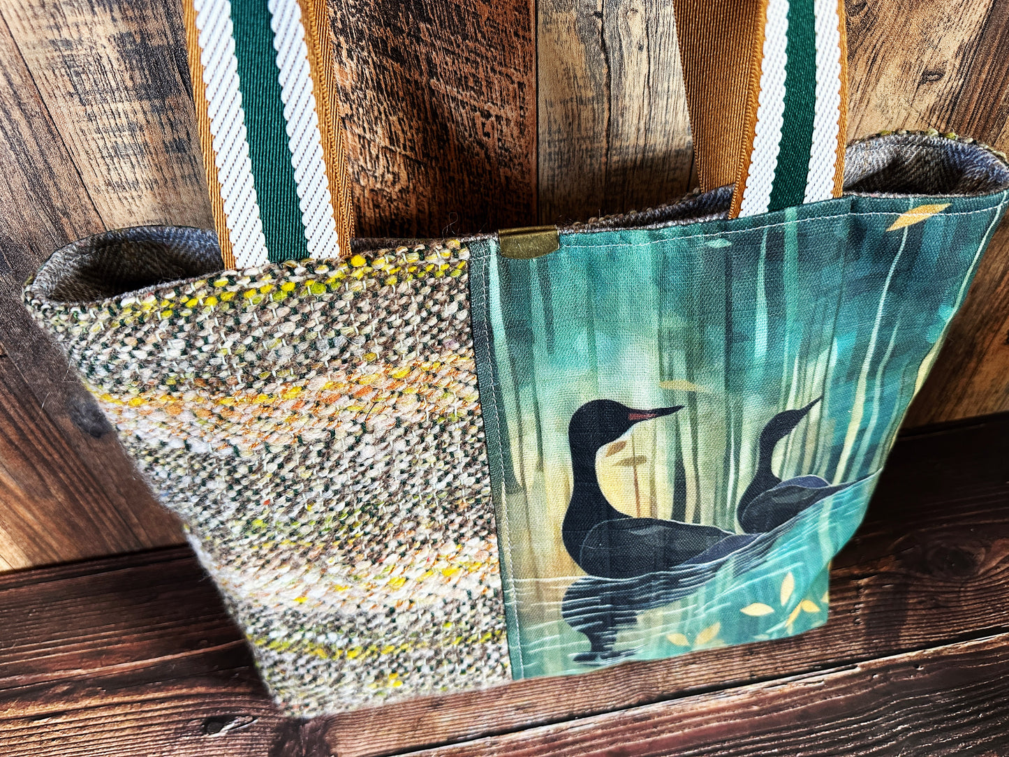 Languid Loons and Handwoven Wool Med Tote