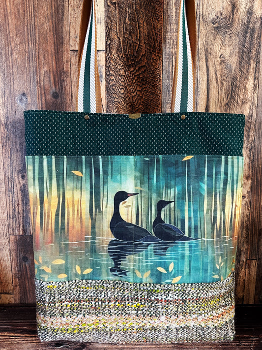 Languid Loons & Handwoven Wool Extra Large Tote