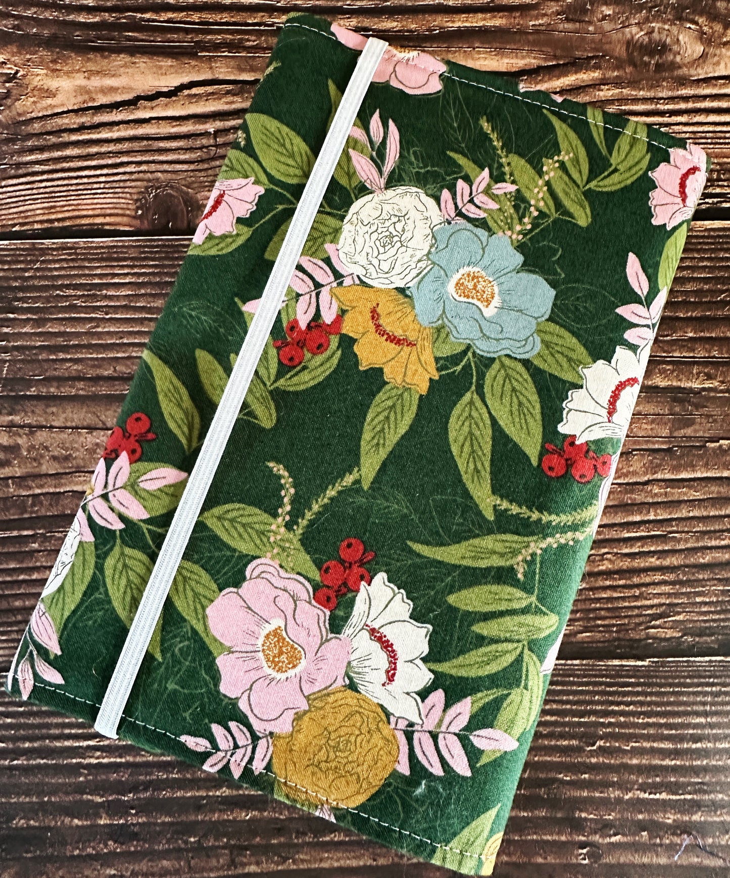Elegant Flowers with Handwoven Wool Adjustable A5 Journal Cover