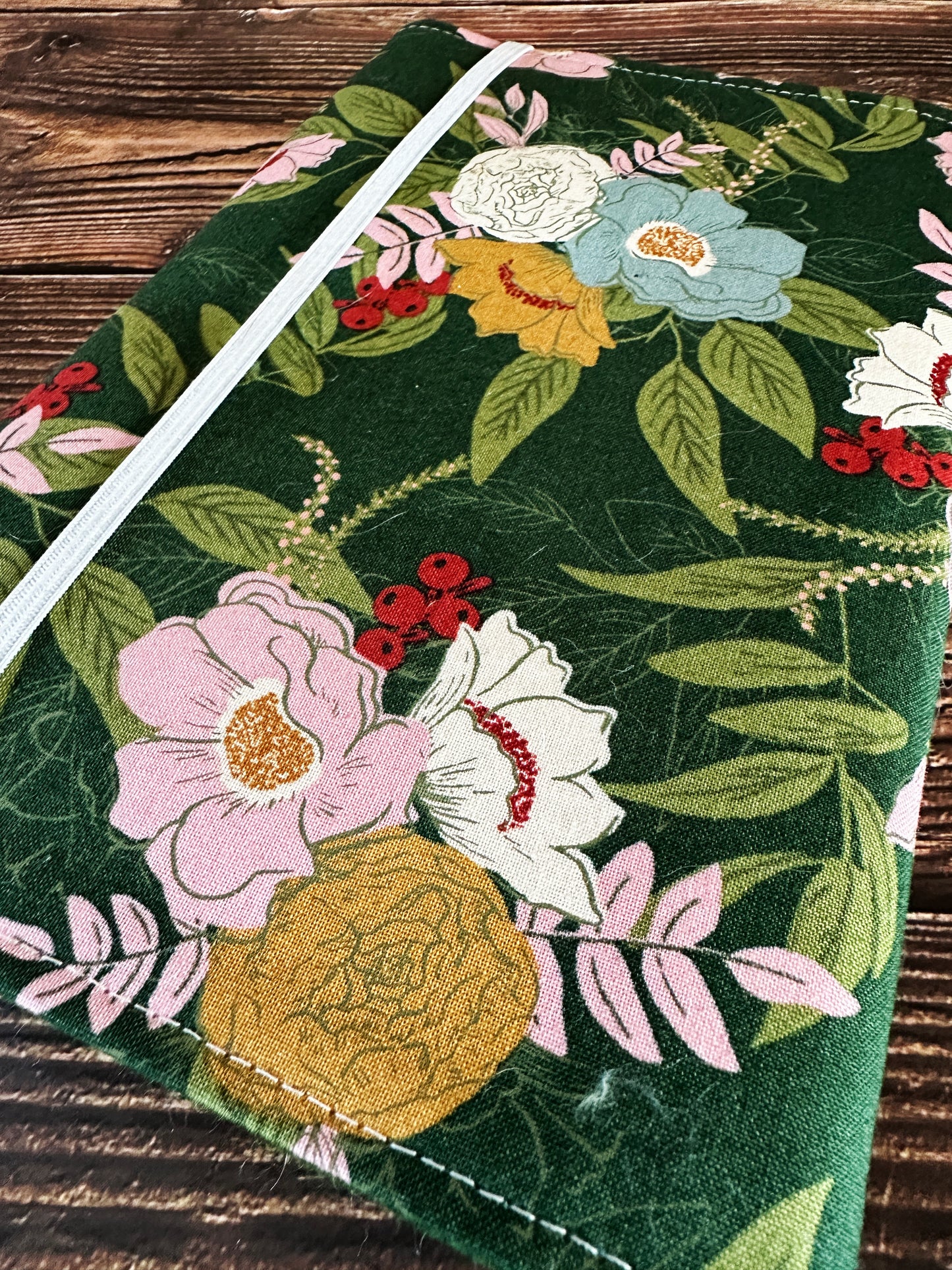 Elegant Flowers with Handwoven Wool Adjustable A5 Journal Cover