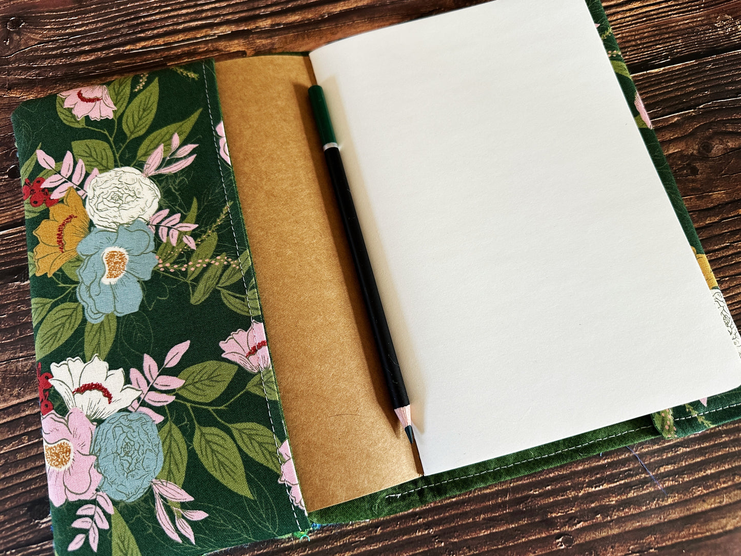Elegant Flowers with Handwoven Wool Adjustable A5 Journal Cover