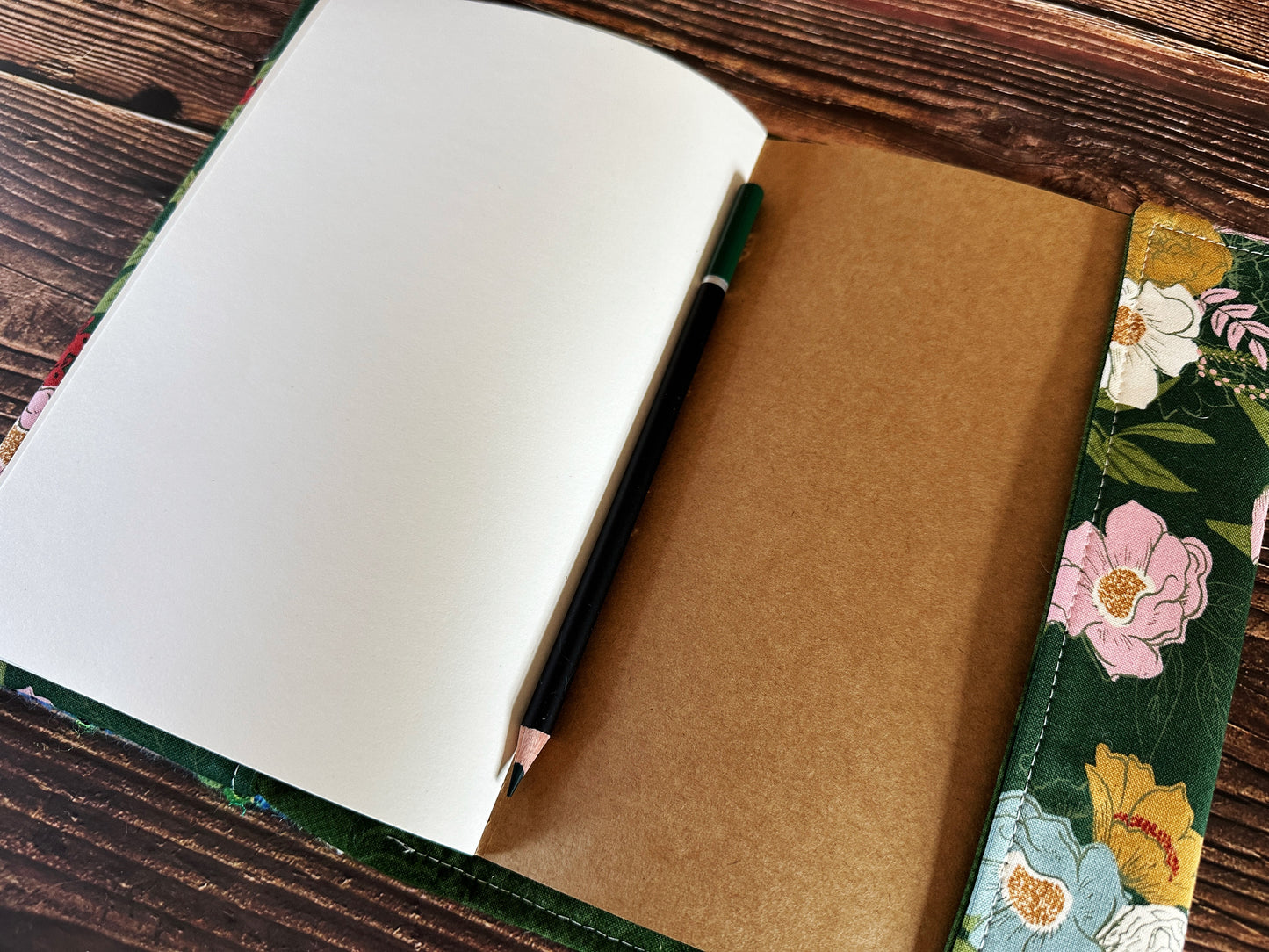 Elegant Flowers with Handwoven Wool Adjustable A5 Journal Cover