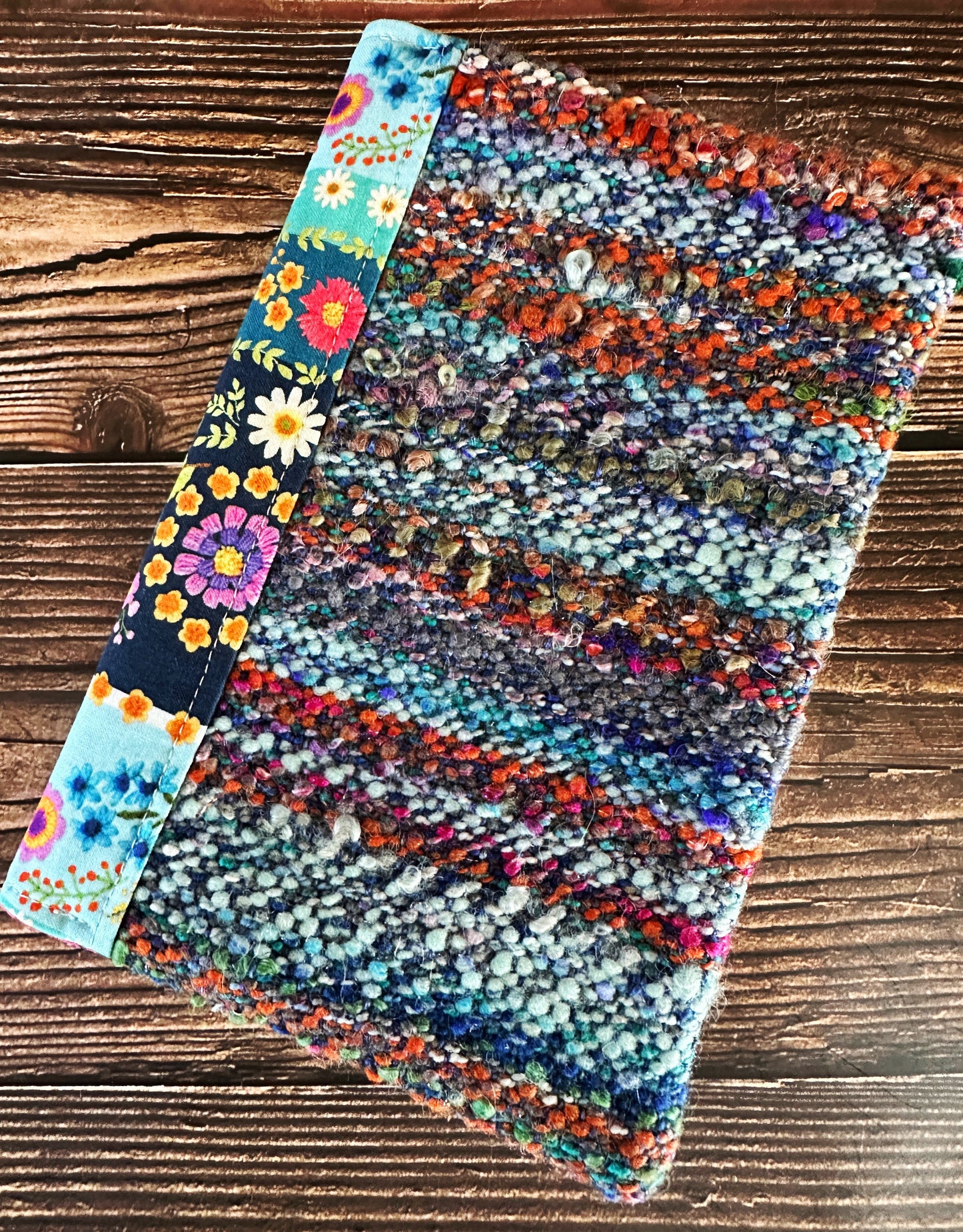 Flower Garden with Handwoven Wool Adjustable A5 Journal Cover