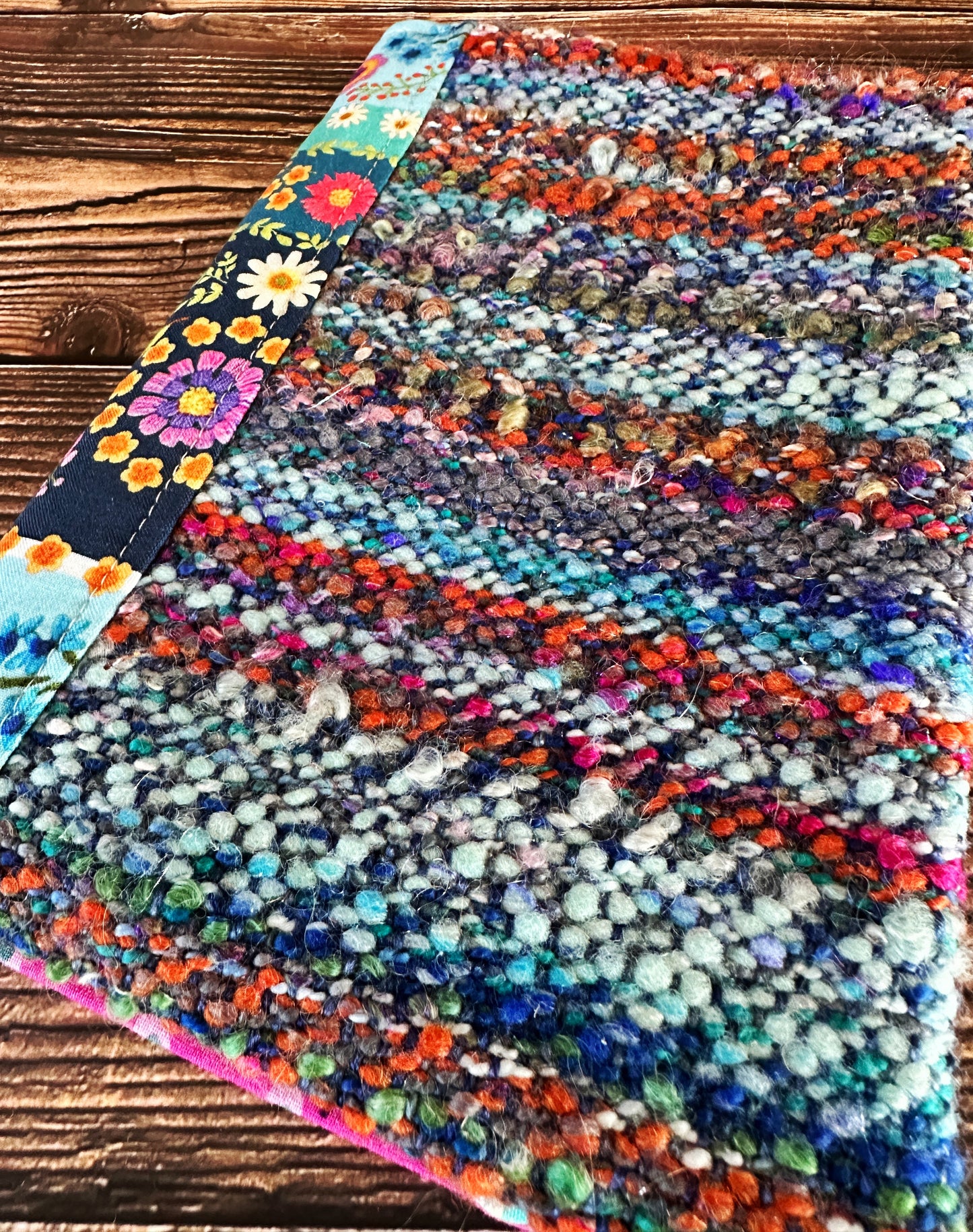 Flower Garden with Handwoven Wool Adjustable A5 Journal Cover