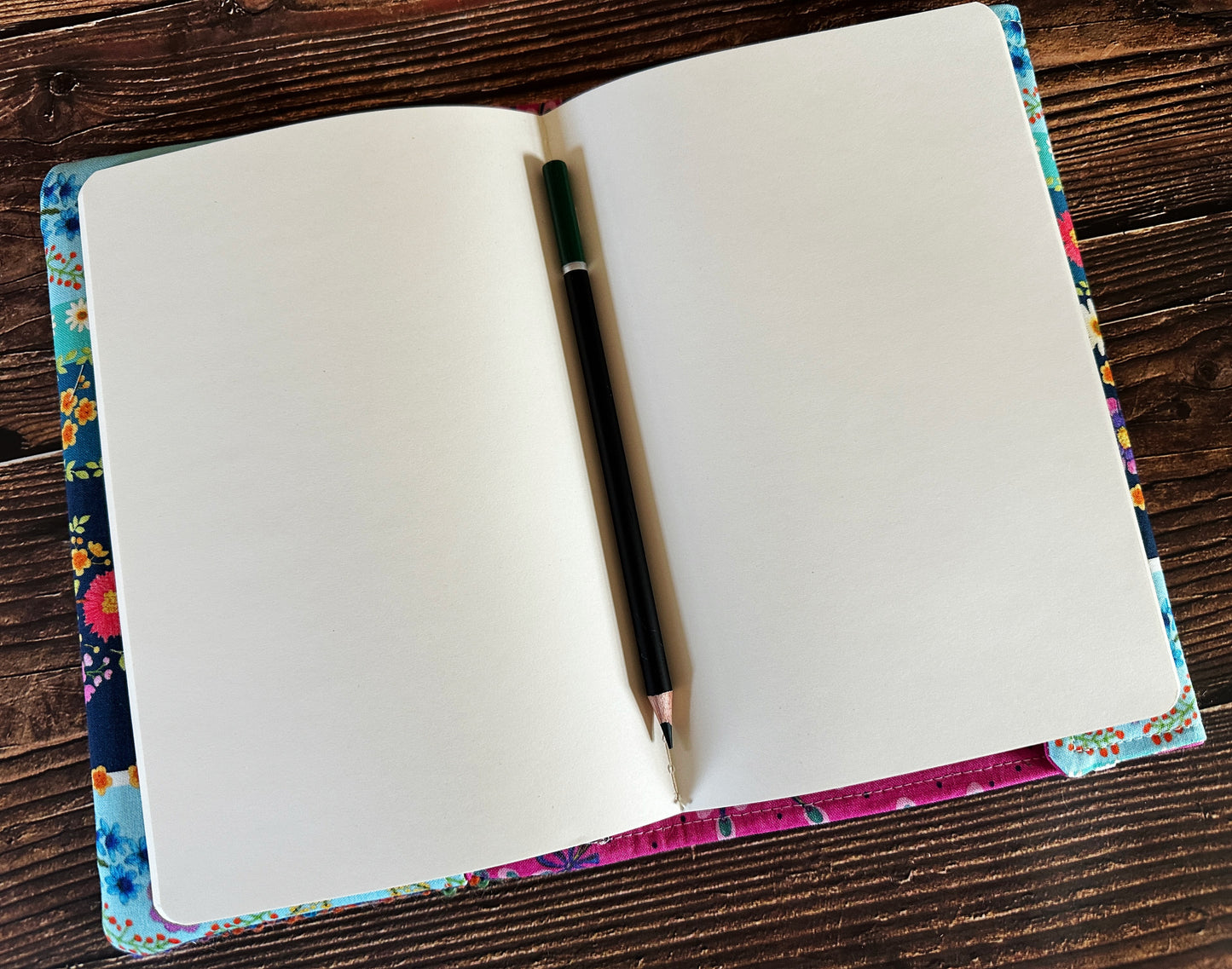 Flower Garden with Handwoven Wool Adjustable A5 Journal Cover