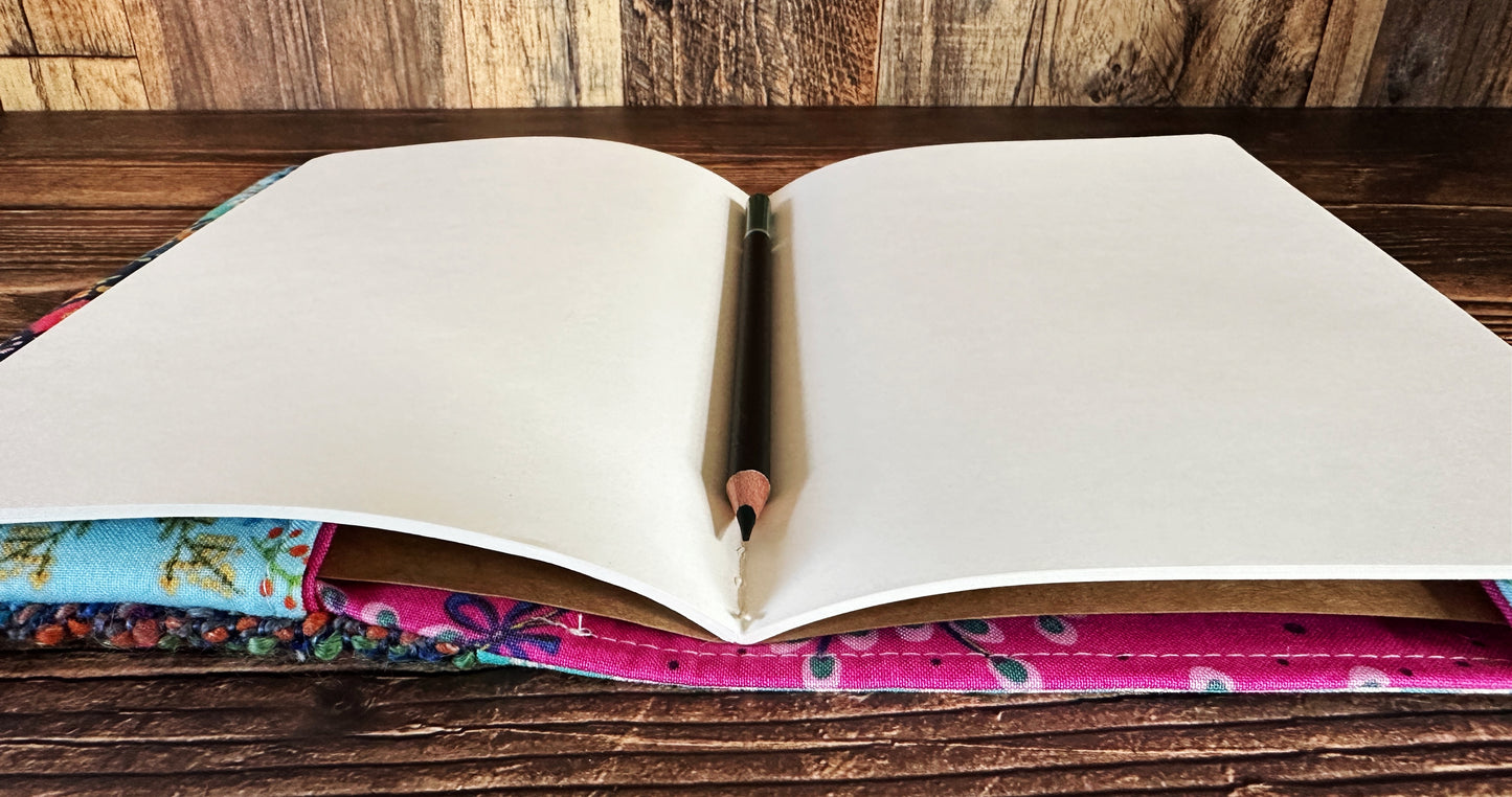 Flower Garden with Handwoven Wool Adjustable A5 Journal Cover