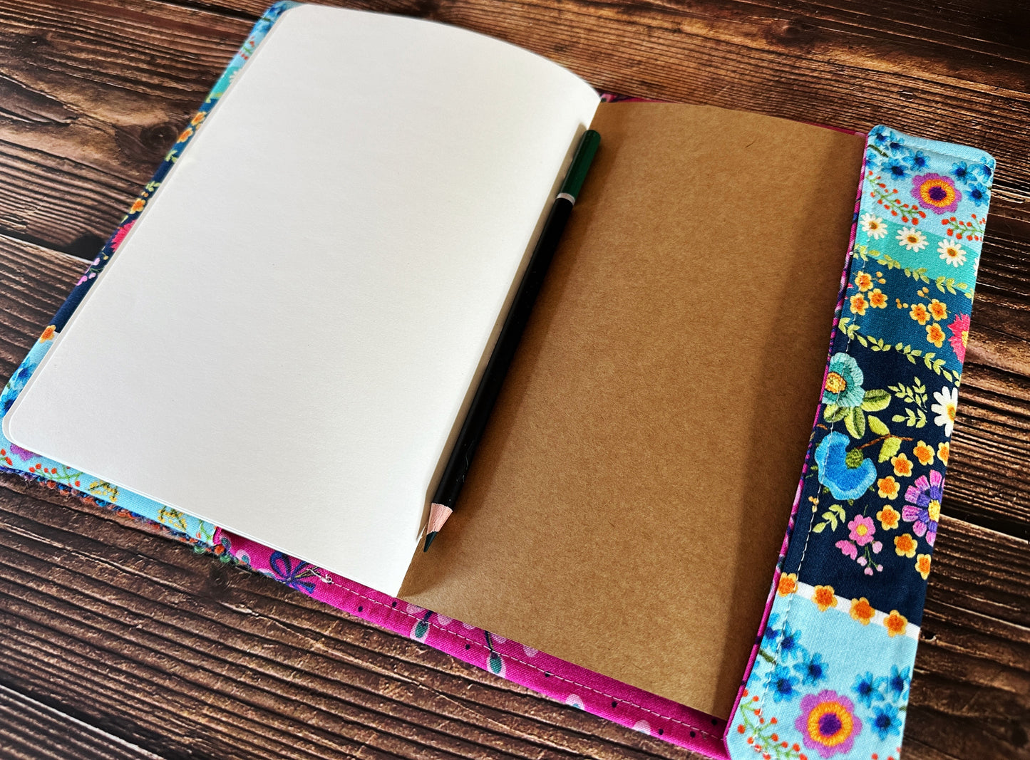 Flower Garden with Handwoven Wool Adjustable A5 Journal Cover