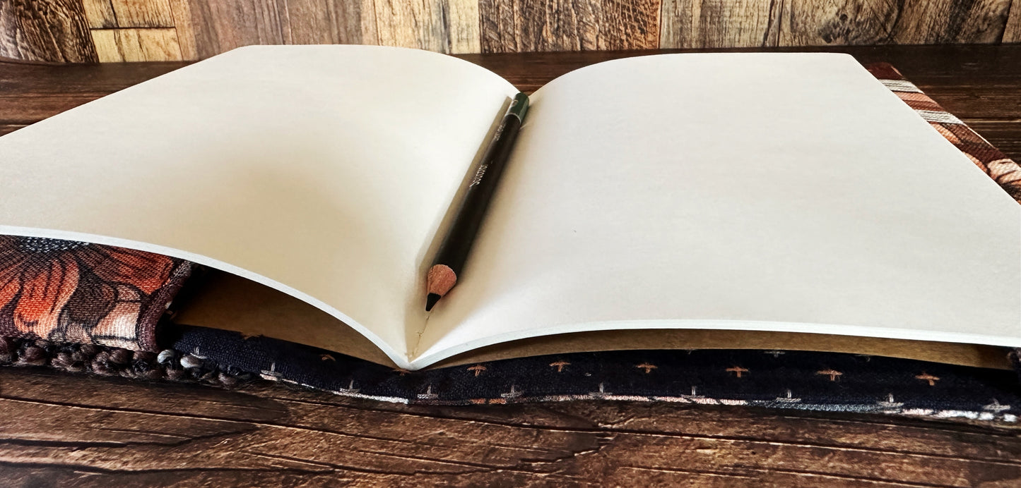 Reading Raven with Handwoven Wool Adjustable A5 Journal Cover