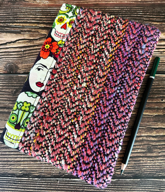 Frida and Calaveras with Handwoven Wool Adjustable A5 Journal Cover