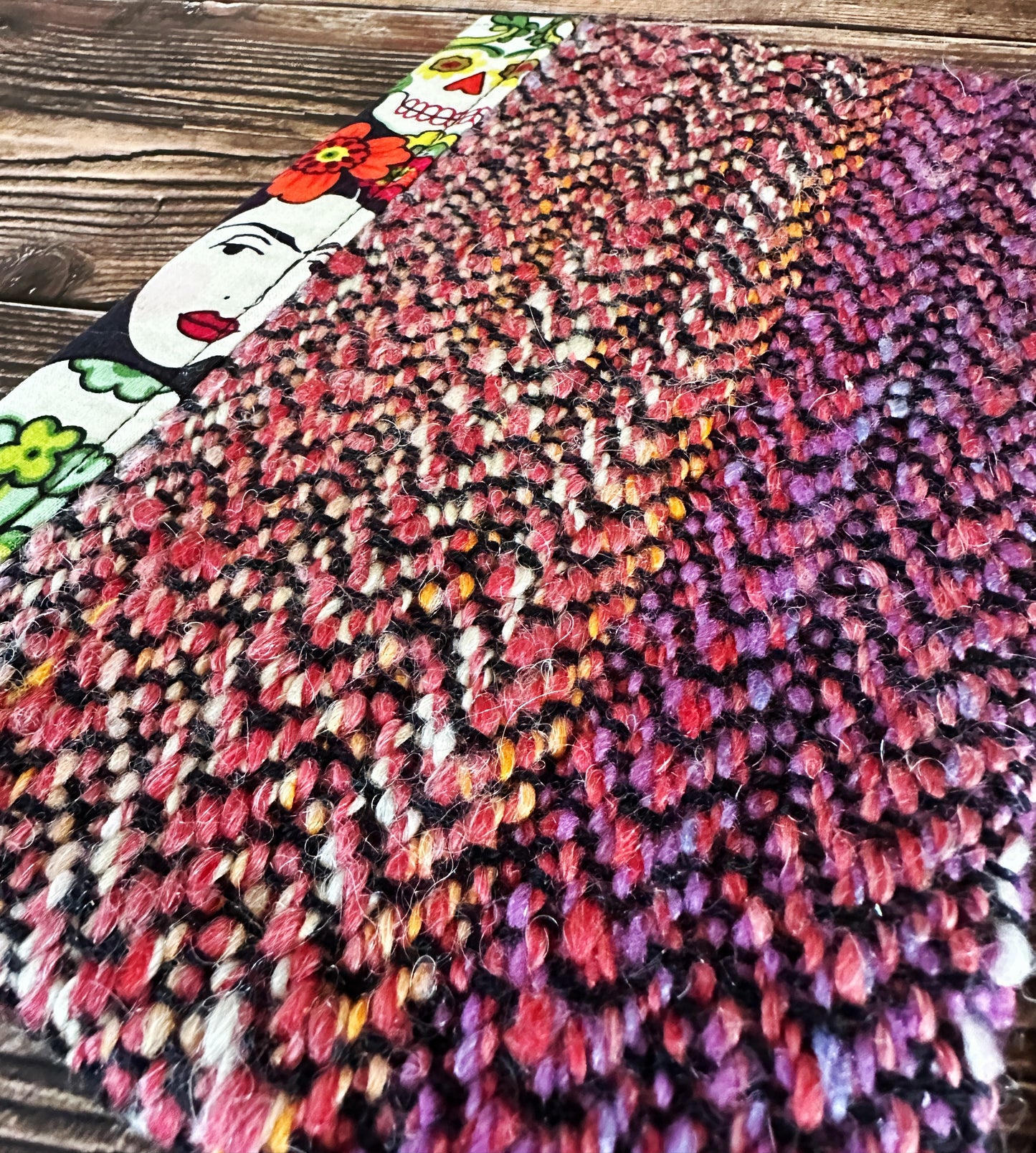 Frida and Calaveras with Handwoven Wool Adjustable A5 Journal Cover