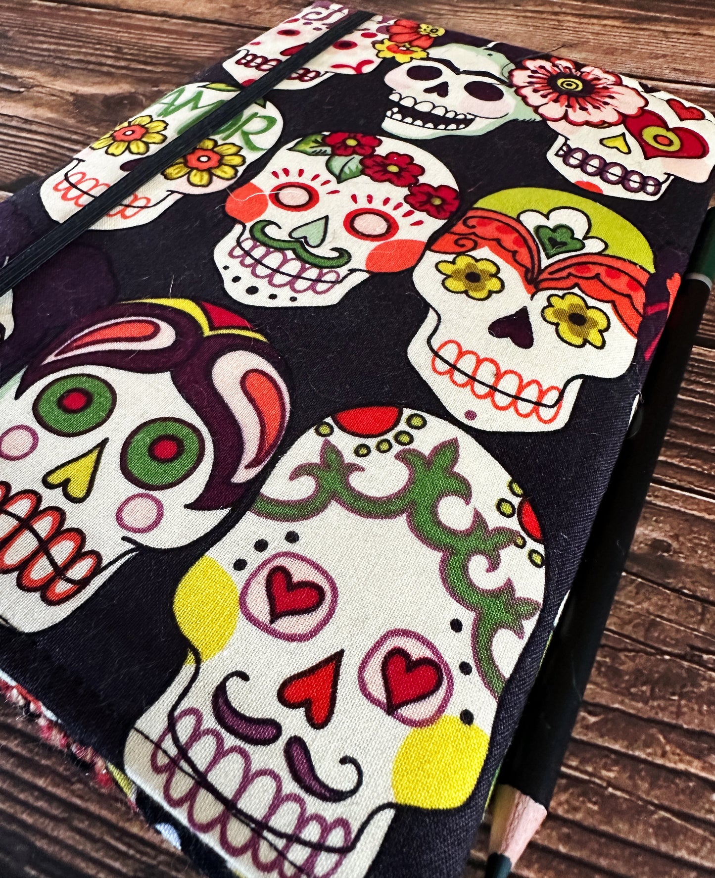 Frida and Calaveras with Handwoven Wool Adjustable A5 Journal Cover