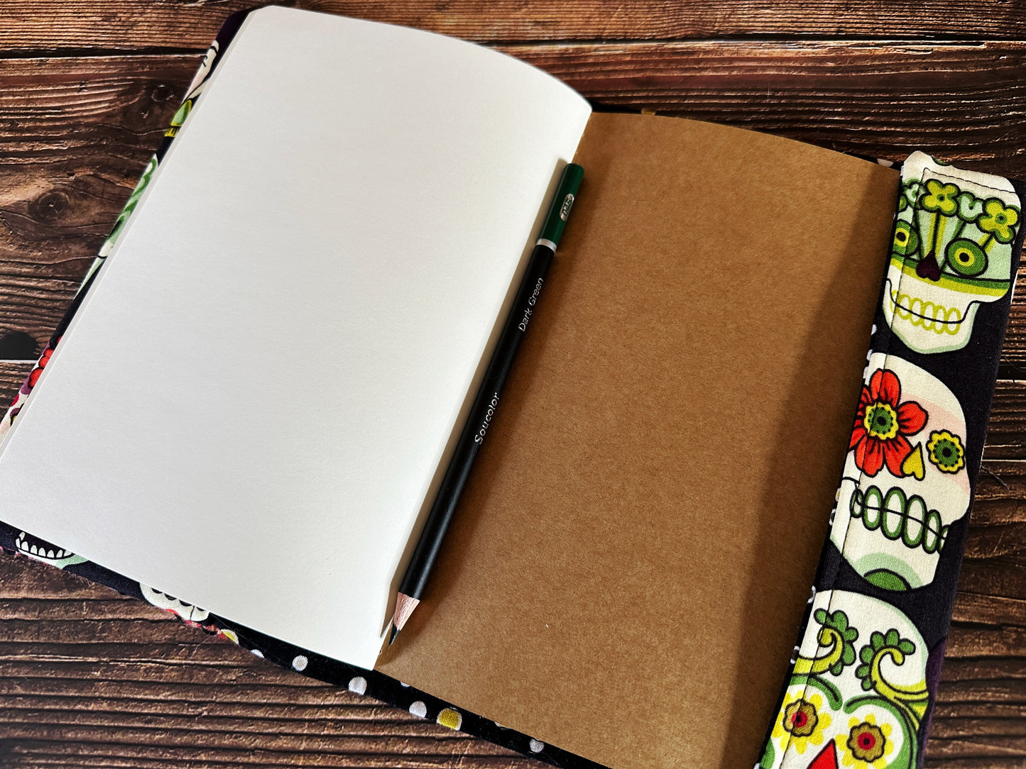 Frida and Calaveras with Handwoven Wool Adjustable A5 Journal Cover