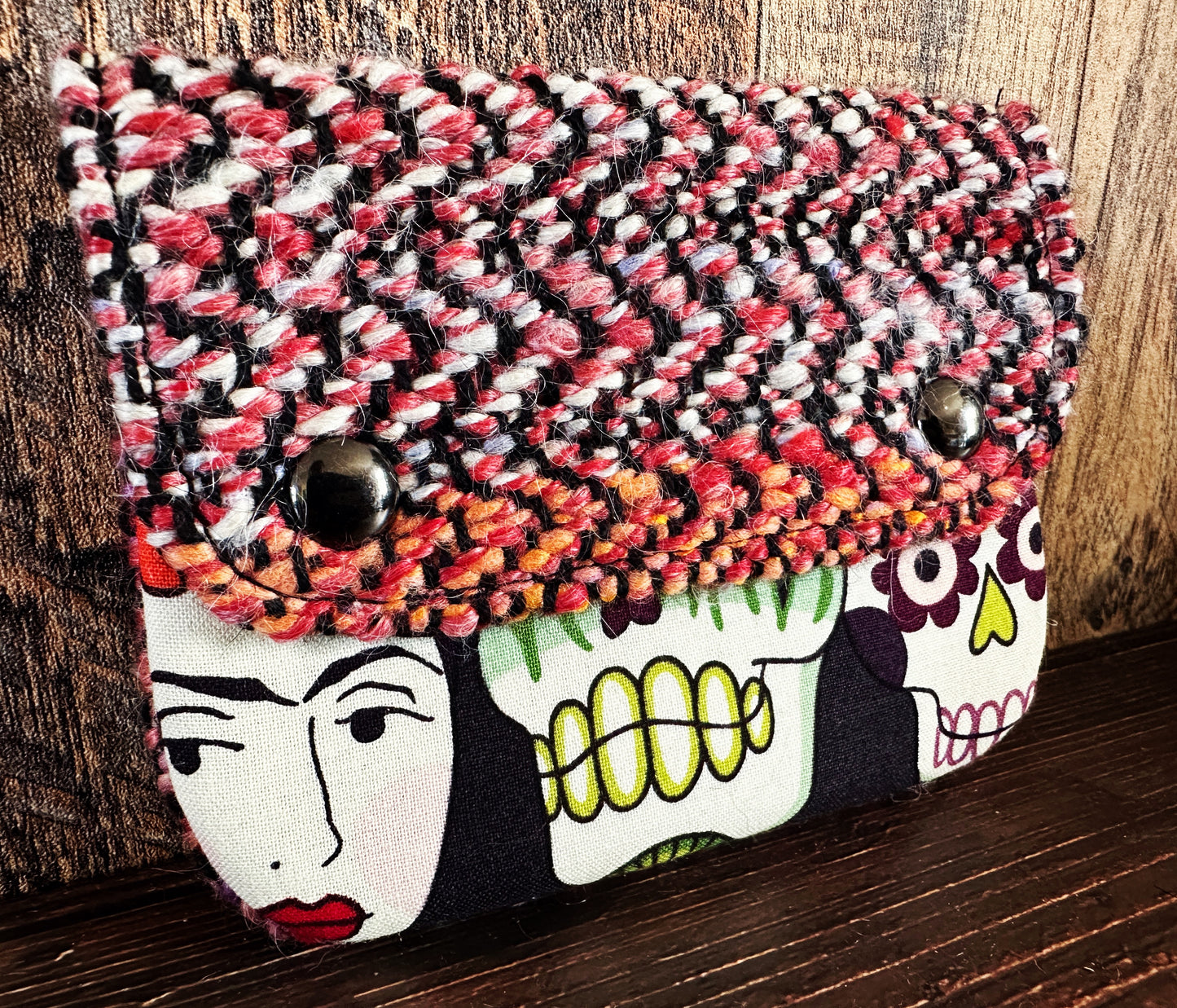 Frida and Calavera & Woven Wool Simple Card Wallet