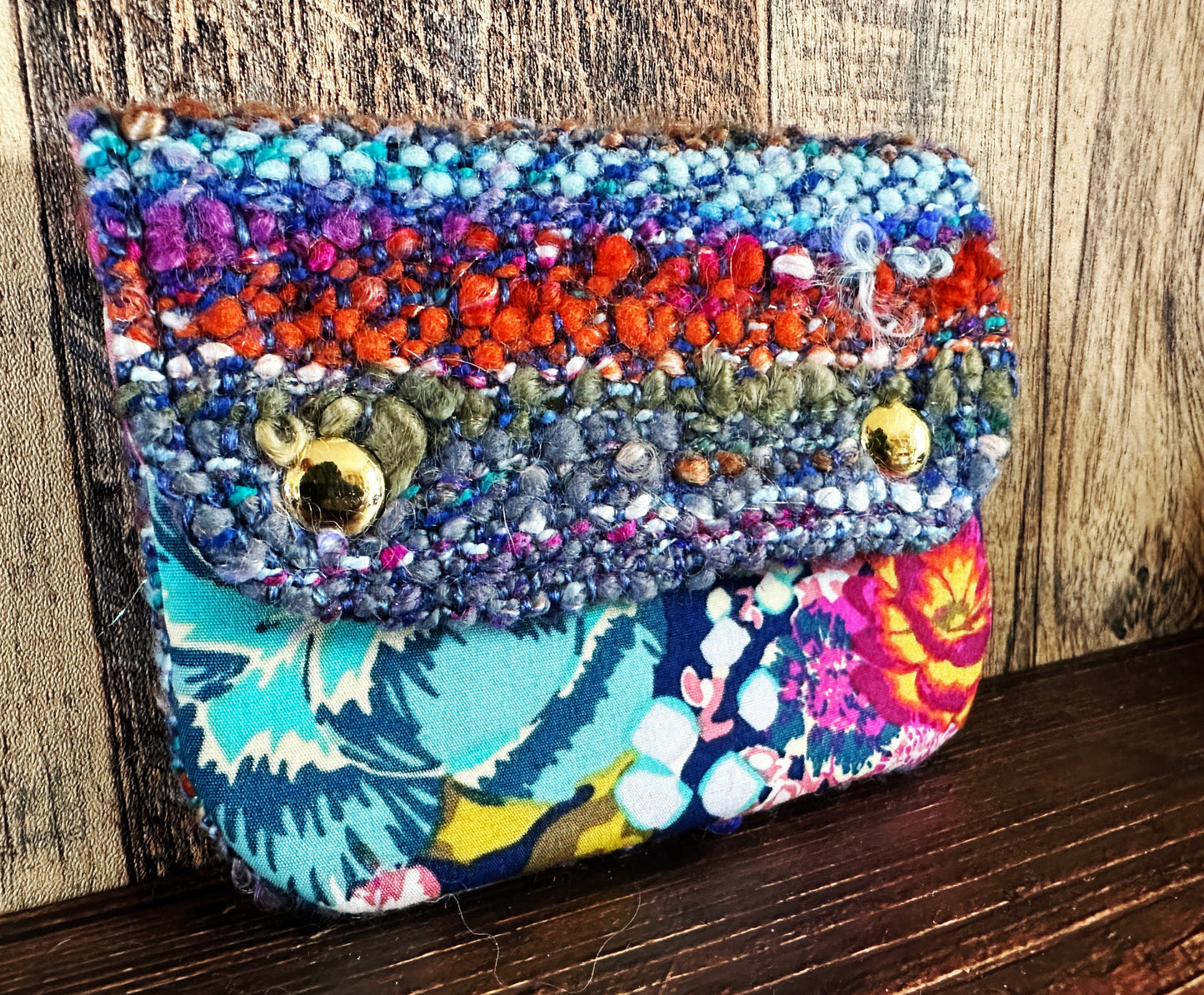 Flower Garden & Woven Wool Simple Card Wallet