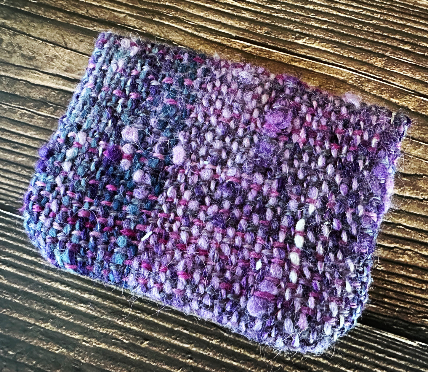 Botanical Wreaths & Purple Woven Wool Simple Card Wallet
