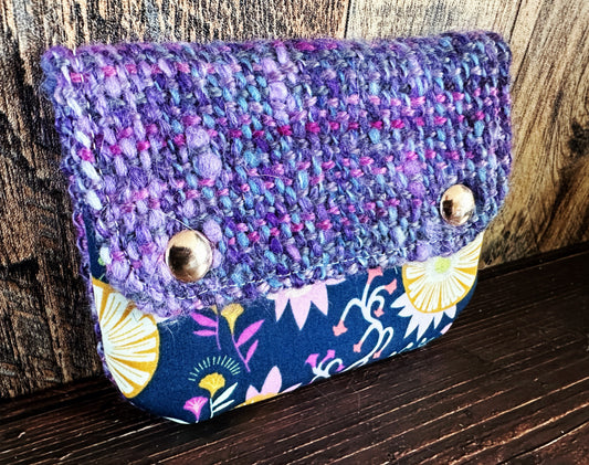 Cottage Garden & Purple Woven Wool Simple Card Wallet