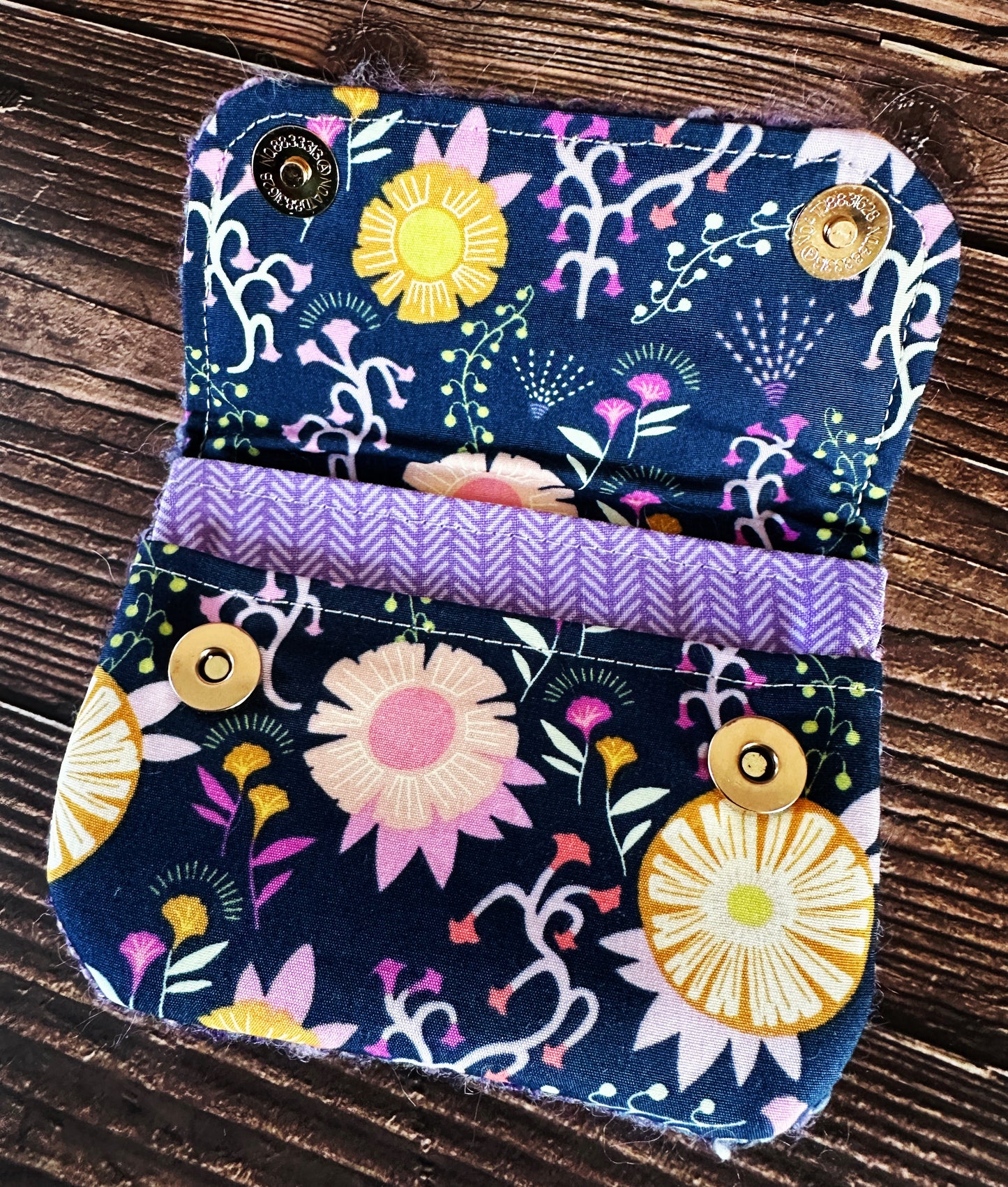 Cottage Garden & Purple Woven Wool Simple Card Wallet