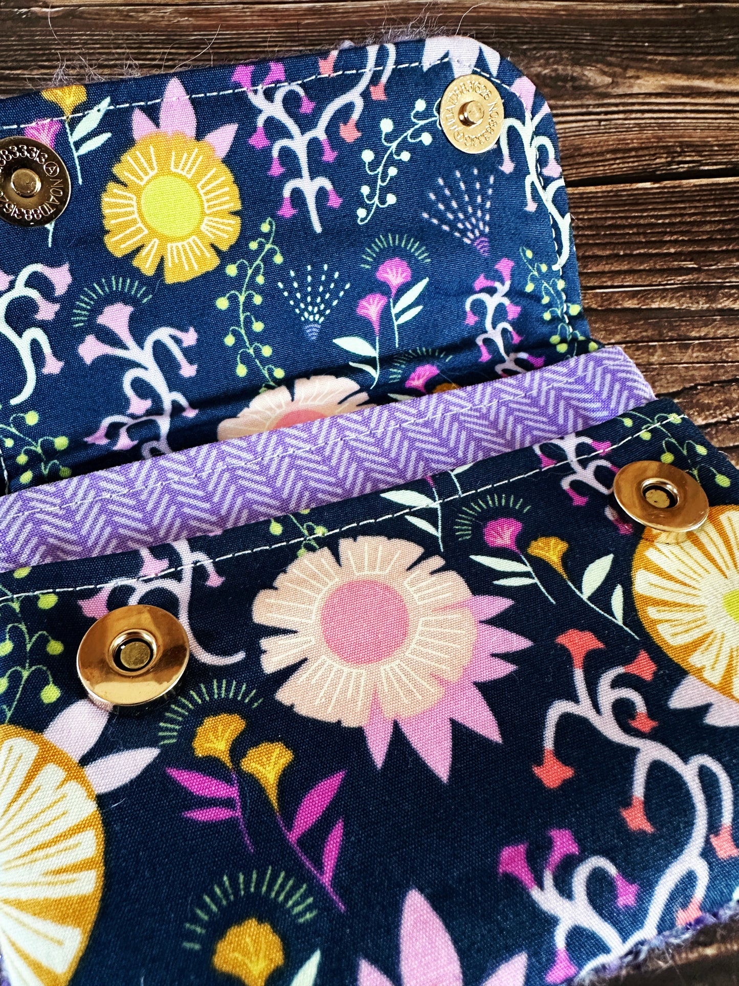 Cottage Garden & Purple Woven Wool Simple Card Wallet