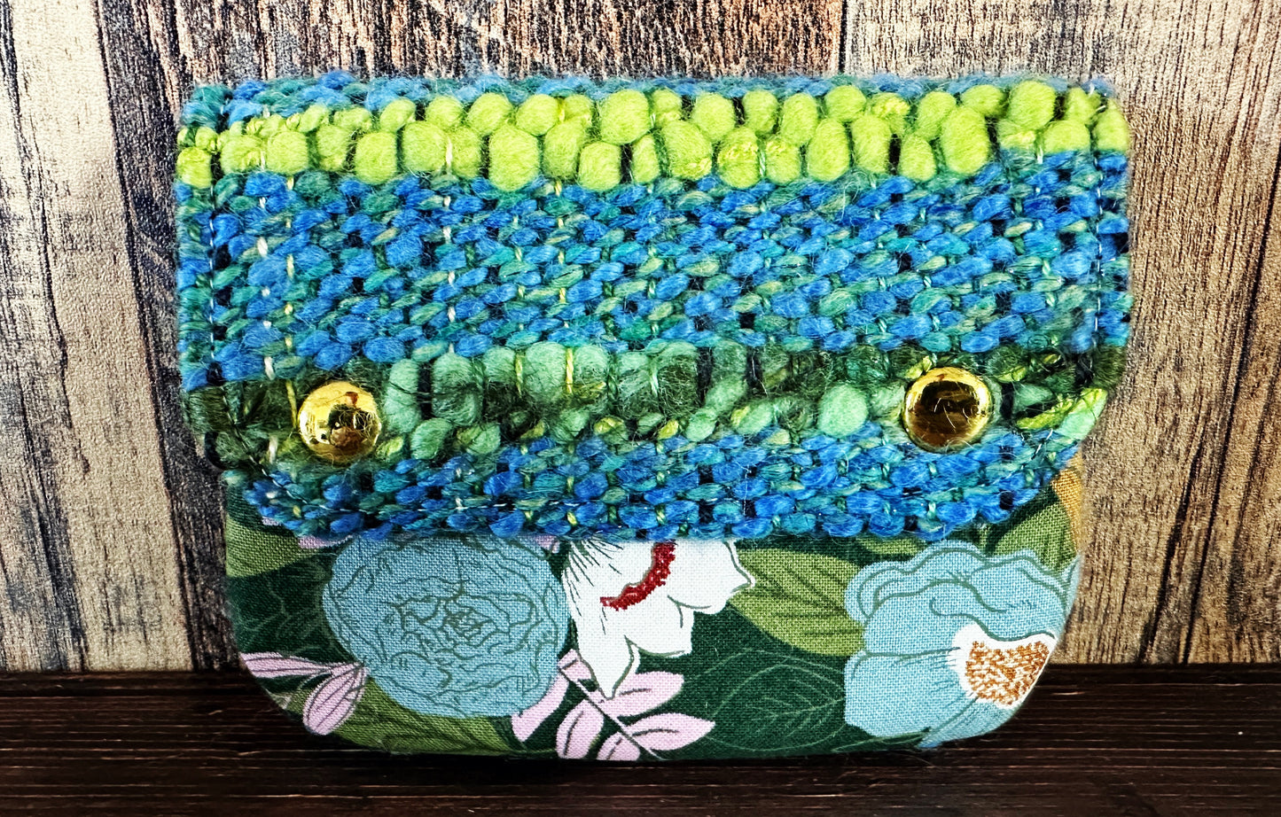 Elegant Flowers & Woven Wool Simple Card Wallet