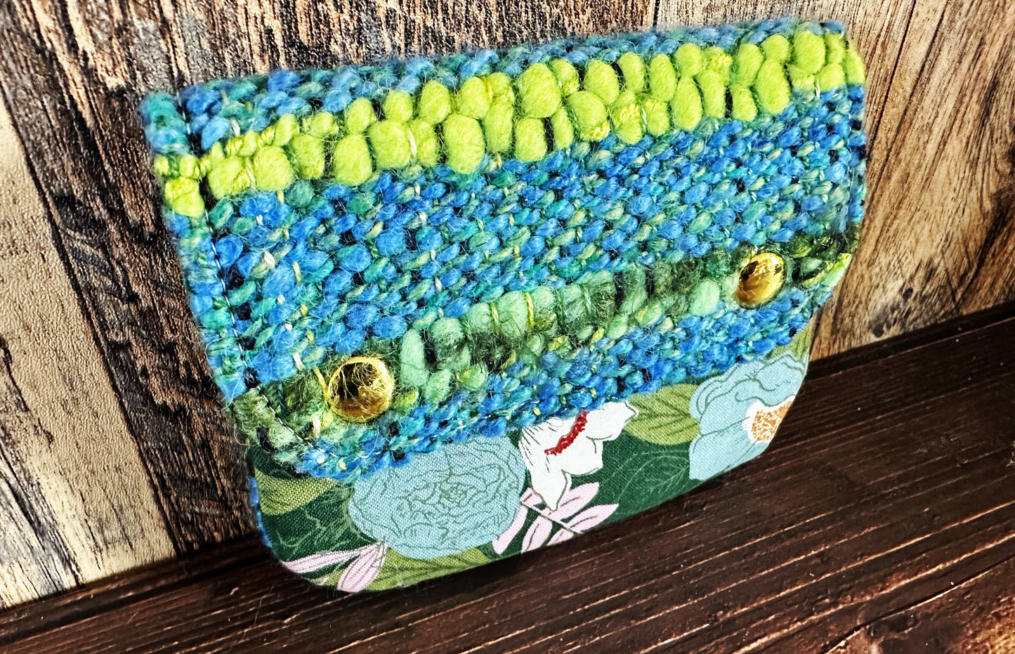 Elegant Flowers & Woven Wool Simple Card Wallet