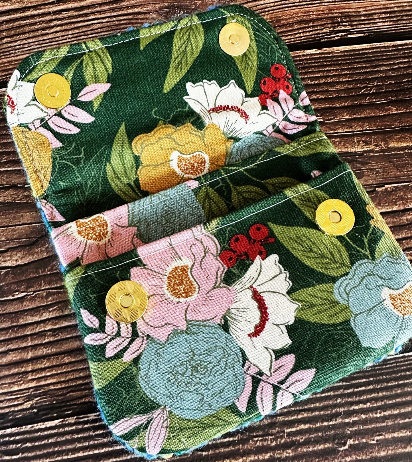 Elegant Flowers & Woven Wool Simple Card Wallet