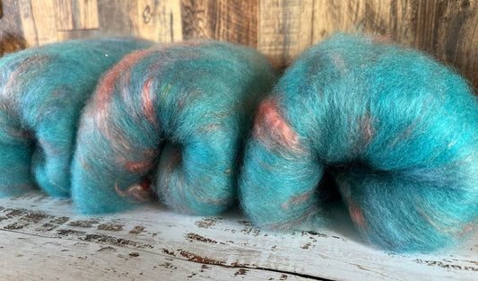 BFL, Mohair, and Cashgora Art Batt for Spinning or Felting