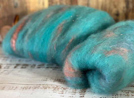 BFL, Mohair, and Cashgora Art Batt for Spinning or Felting