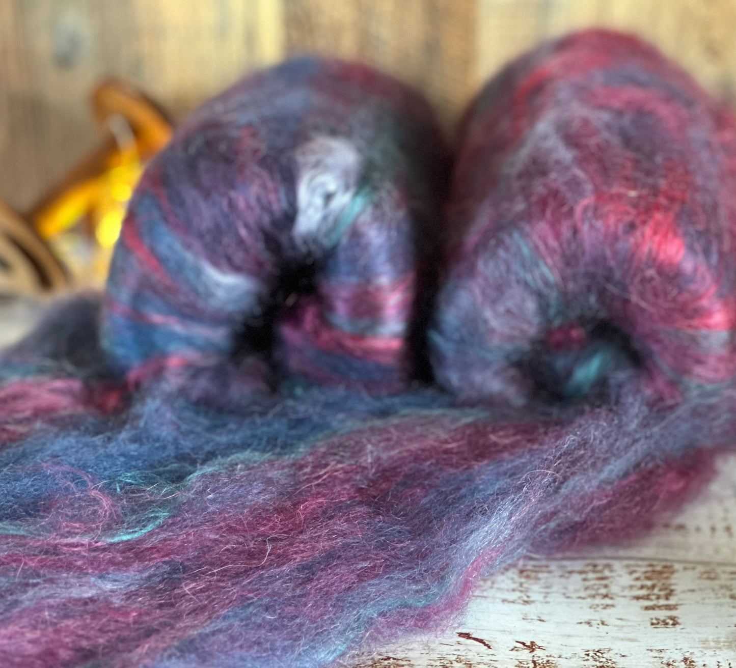 Mohair, Bamboo, BFL and Cashgora Art Batt for Spinning or Felting