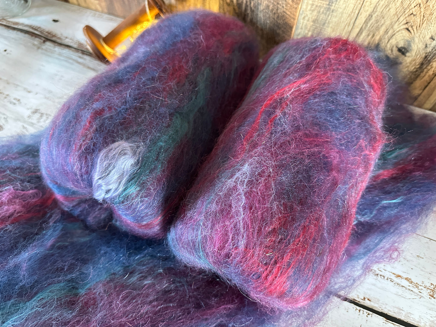 Mohair, Bamboo, BFL and Cashgora Art Batt for Spinning or Felting