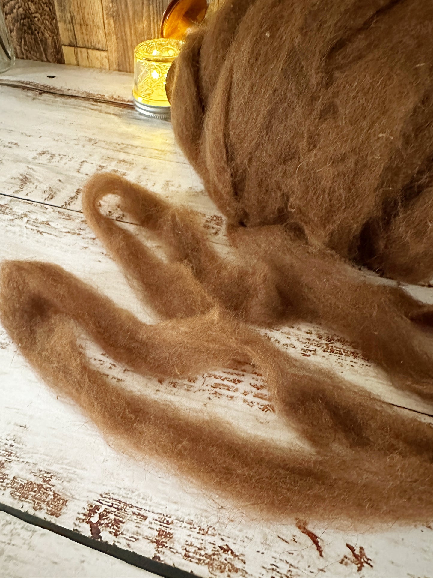 Llama Roving from Cinnamon ~ 3 oz Bitty Bump