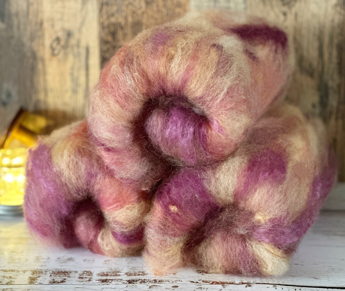 Mohair and BFL Wool Art Batt for Spinning or Felting