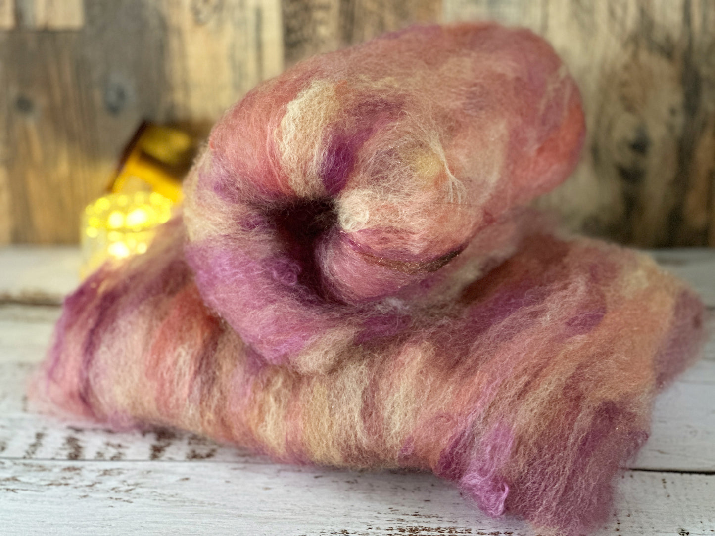 Mohair and BFL Wool Art Batt for Spinning or Felting